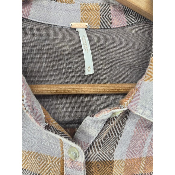Free People Easy Street Shirt Plaid Button Up Medium - Picture 2 of 6